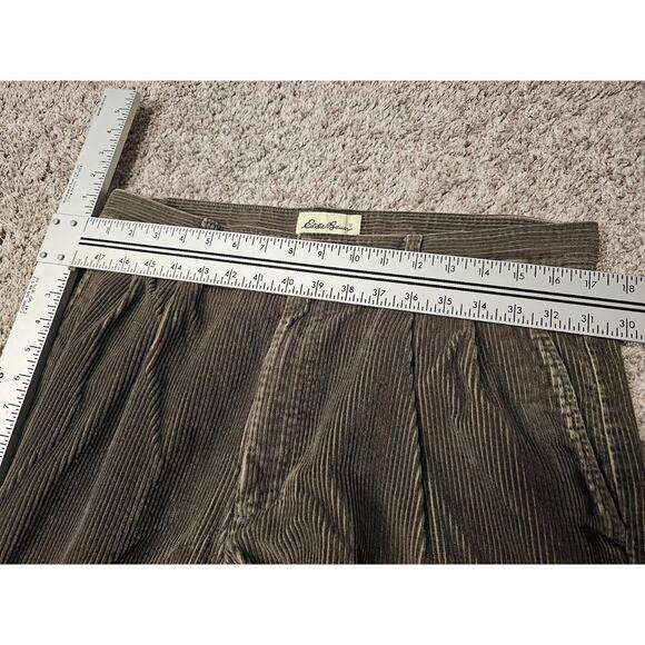 VTG Eddie Bauer Corduroy Pants Mens 36x30 Green Pleated Wide Leg Y2K Retro Dad - Picture 4 of 7